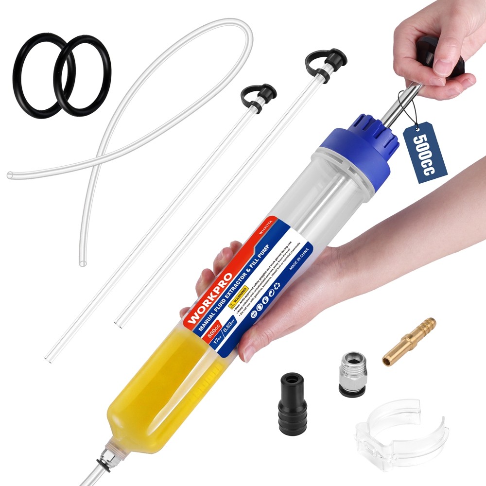 WORKPRO 500CC Manual Fluid Fill Pump Extractor Multi-Purpose Oil Syringe Suction