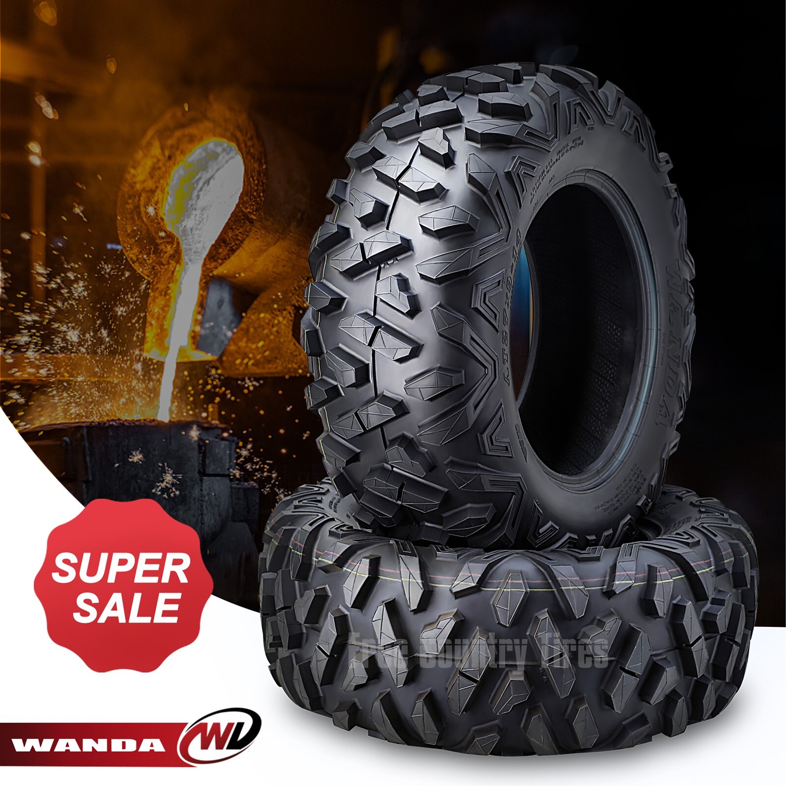 WANDA UTV ATV Tires 24×8-11 24x8x11 205/80-11 6-Ply Bighorn Style, Set 2