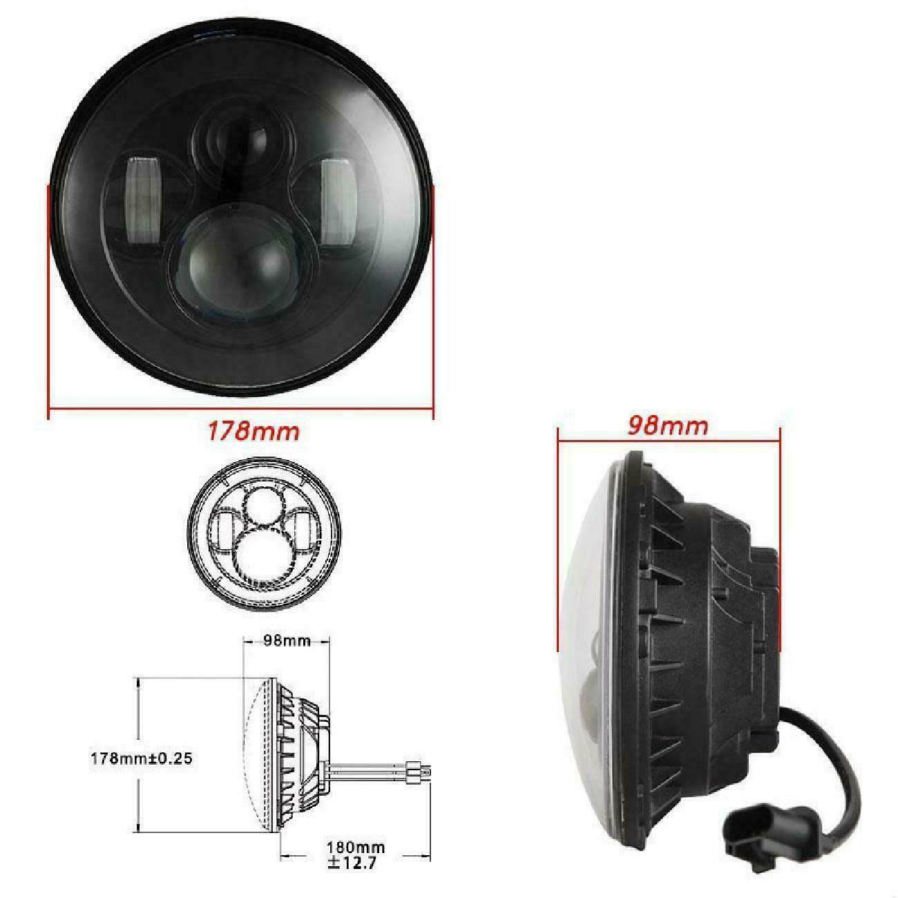 DOT 7″ inch Motorcycle Headlight Lamp Round LED Projector For Harley Cafe Racer