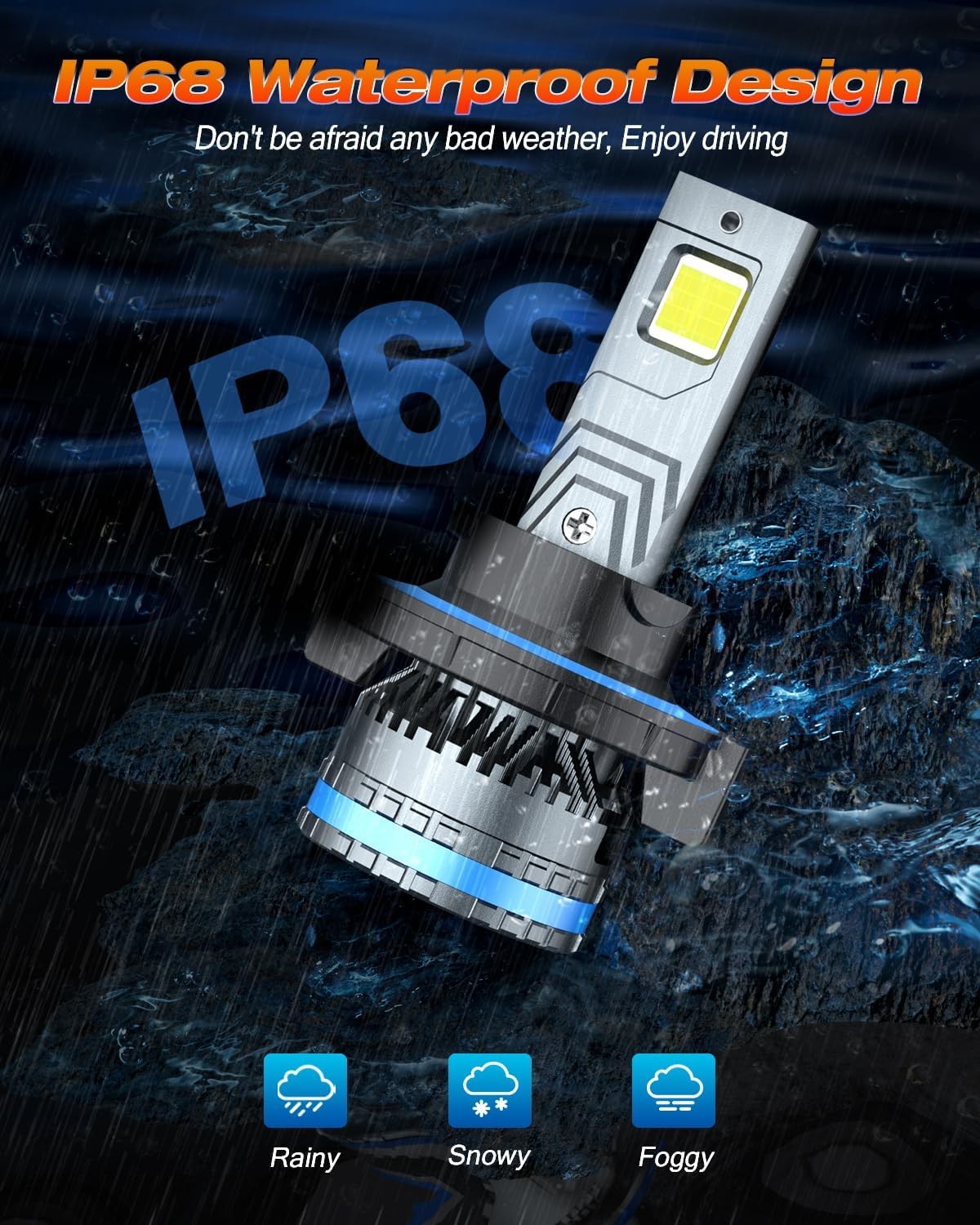 FAHREN 9008/H13 LED Headlight Bulbs 120W 60000LM 6500K Cool White High/Low Beam