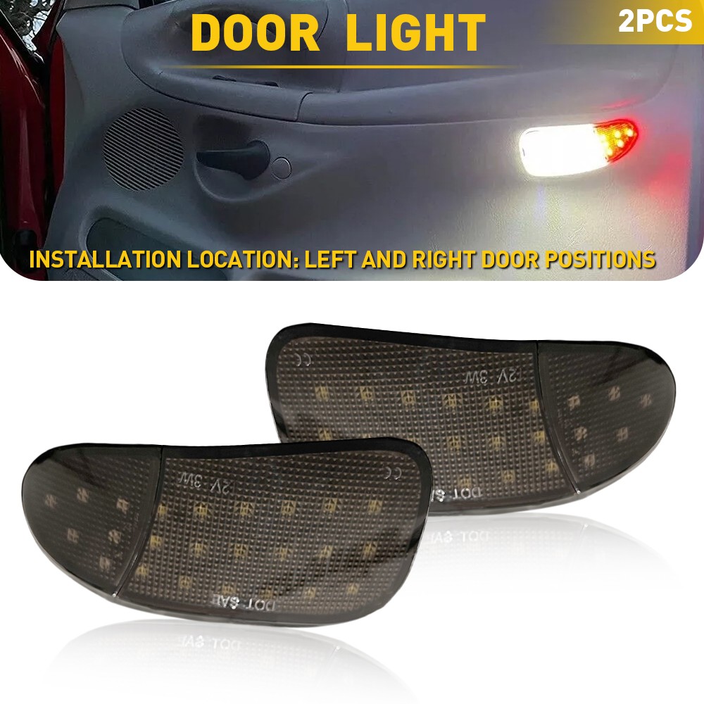 Fits Ford F-150 1997-03 Door Courtesy Lights 2X Smoked Lens LH RH ABS & PC & LED