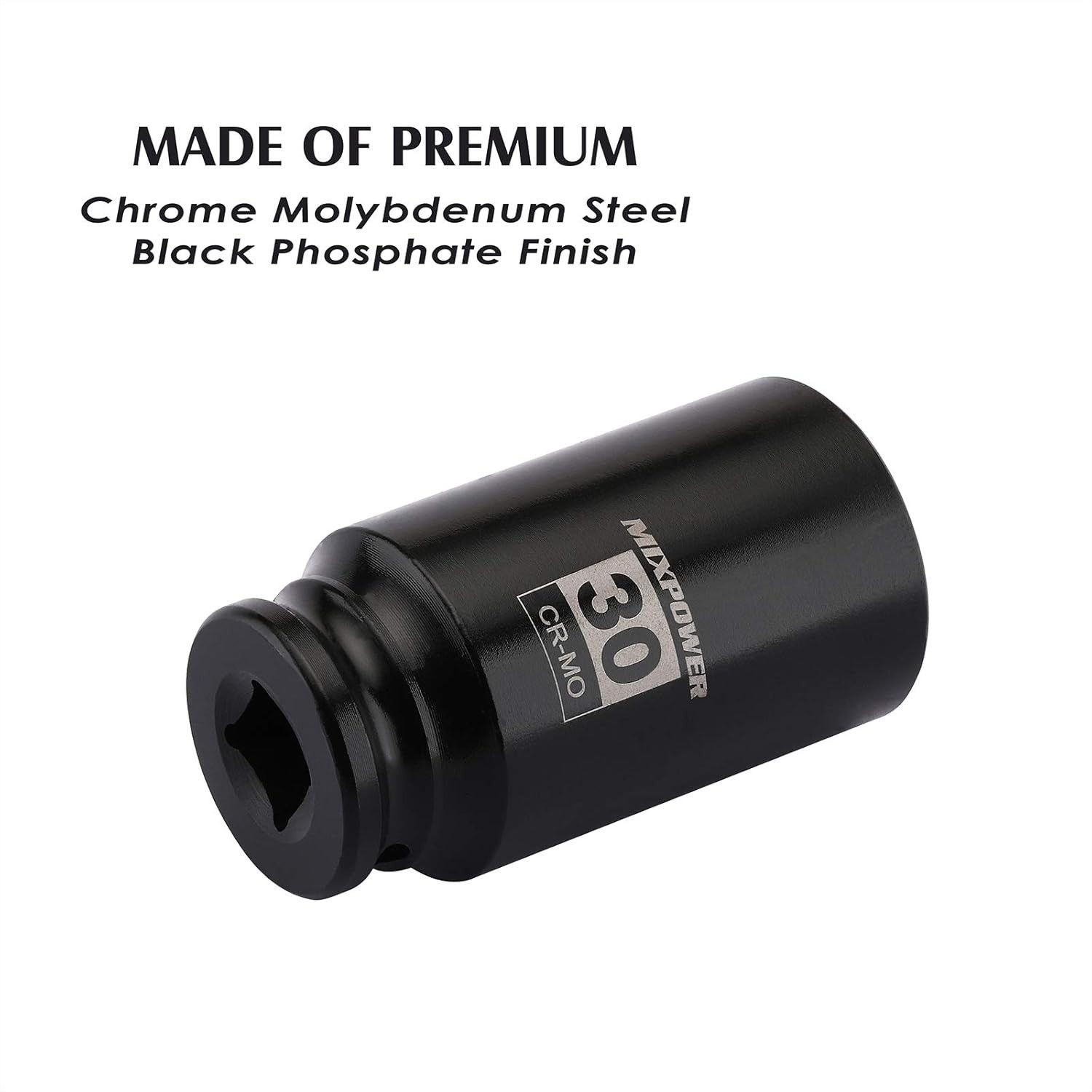 Professional-Grade 1/2″ 30mm Impact Deep Socket – Laser Etched, 6-Point Design