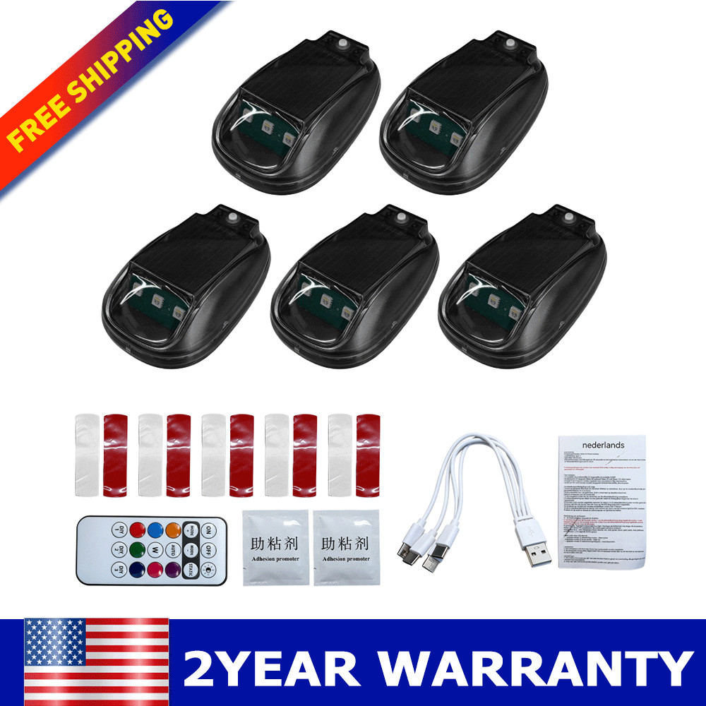 Solar Powered RGB LED Cab Lights Replacement For Truck Trailer 5PcsB-C Charging