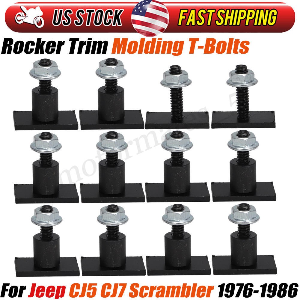 12pcs Rocker Trim Molding T-Bolts For Jeep CJ5 CJ7 Scrambler 1976-1986 Hardware
