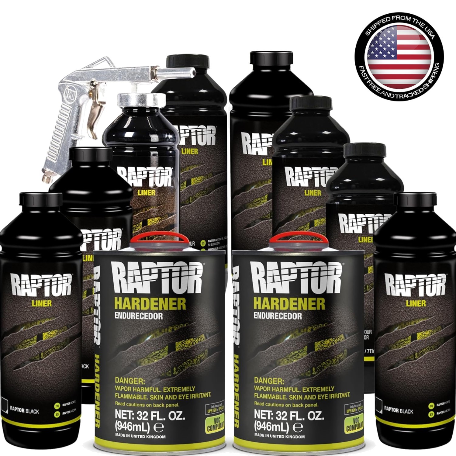Truck Bed Coating Kit 8 Quart Spray-On Urethane Black Bed Liner Waterproof Rust