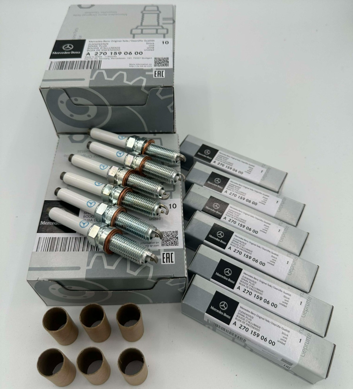New Genuine OEM Mercedes A2701590600 – Set of 6 Spark Plugs ** SHIPS FREE