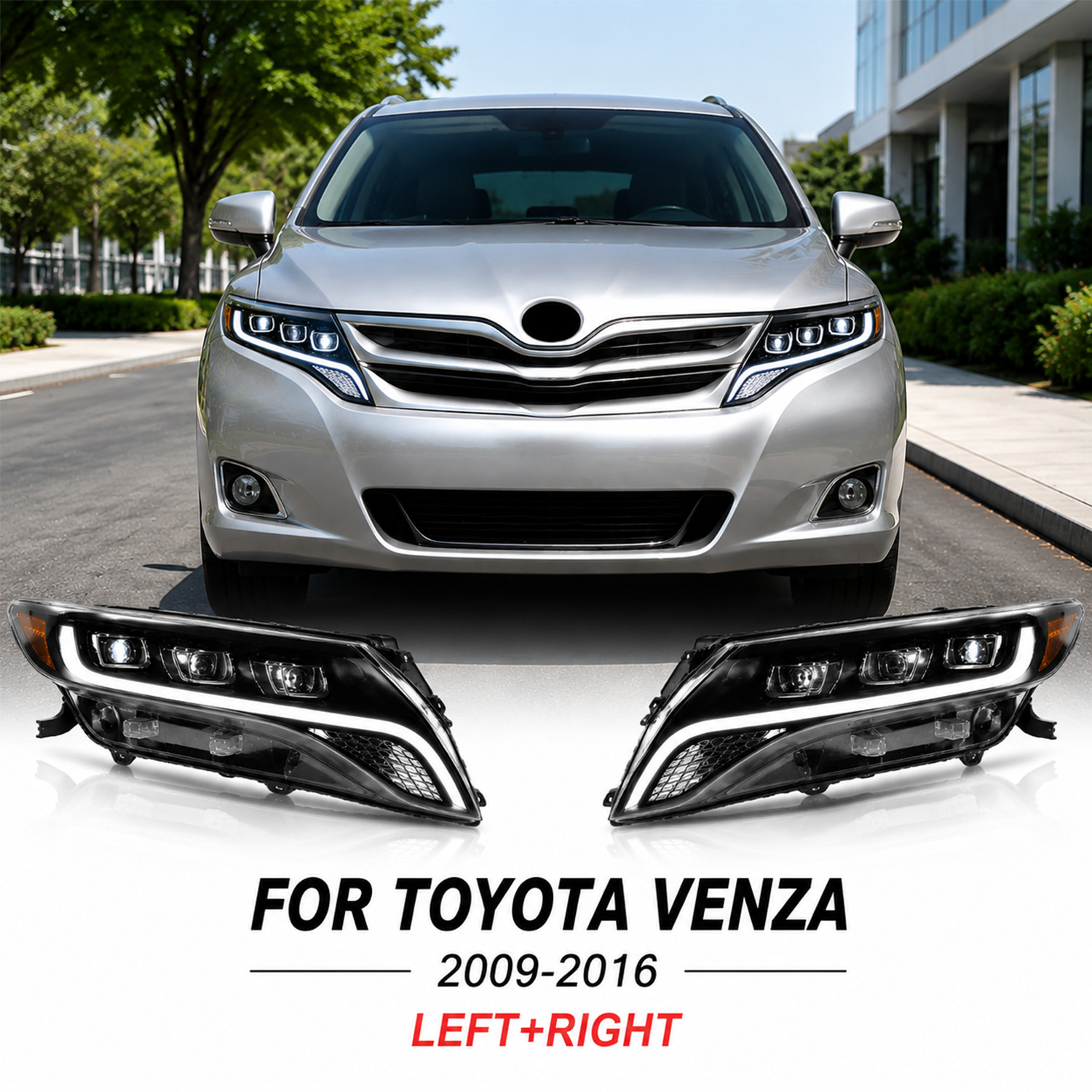 PAIR LED Projector Headlights For Toyota Venza 2009-2016 Head Lamps w/Animation