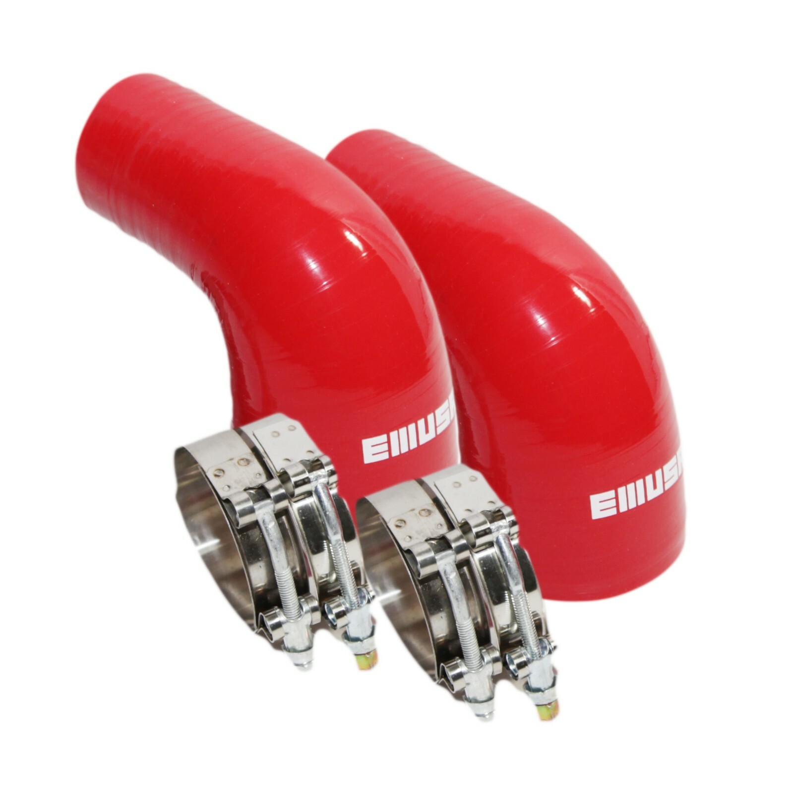 RED 2×2.5″-2″ Universal 90 Degree Elbow Silicone Hose Turbo Pipe+ SS Clamps