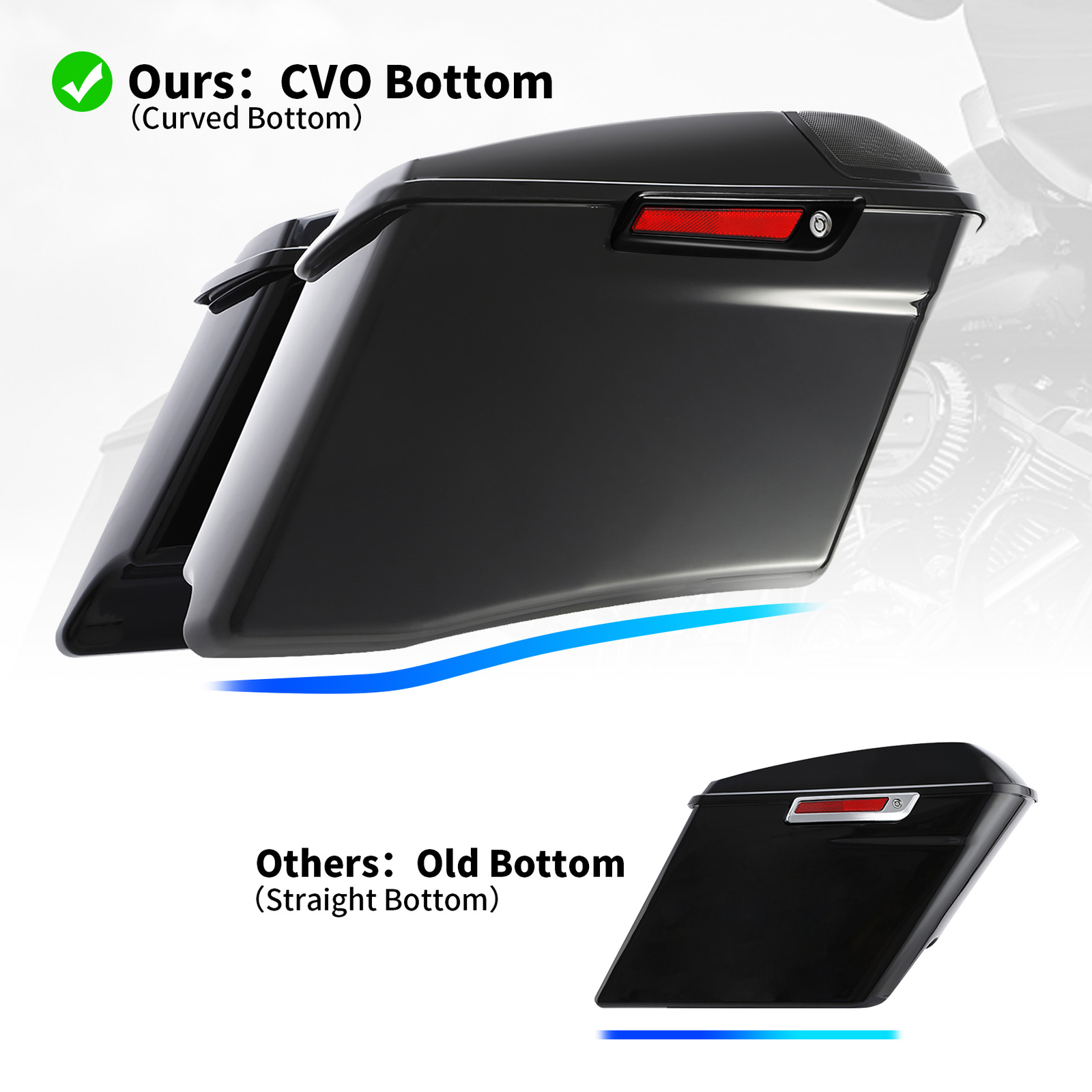 4″ Vivid Black Stretched Extended Hard Saddlebags Fit For 14-23 Harley Touring