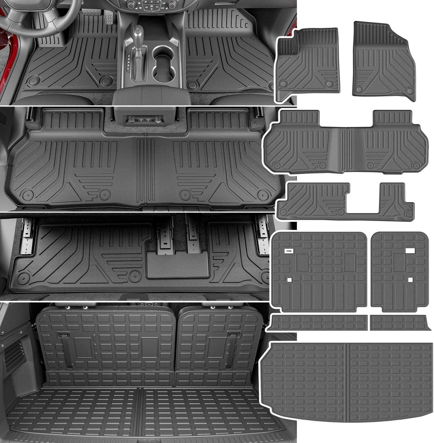 For 2024-2026 Chevy Traverse 7&8 Seats Floor Mats Cargo Mat Backrest Cargo Liner