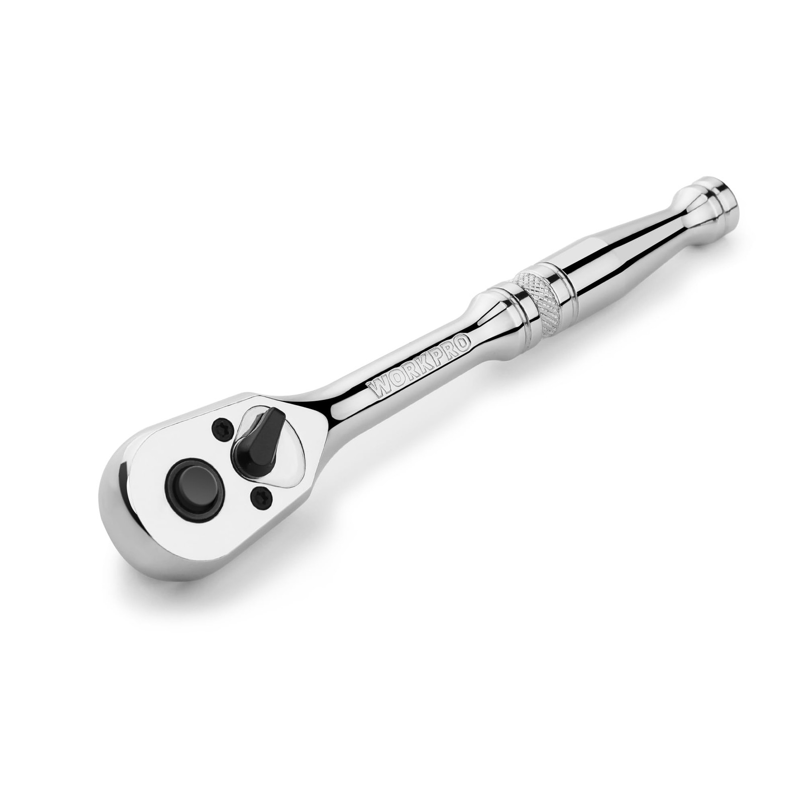 WORKPRO 1/4-Inch Drive Ratchet, Quick-Release Reversible 1/4″, Silver, Black