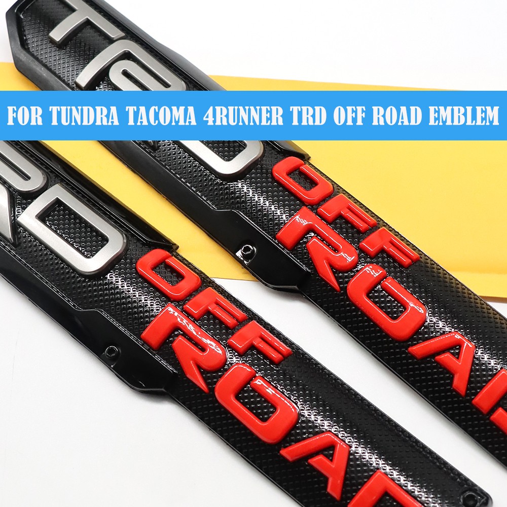 For Tundra Tacoma 4Runner TRD OFF ROAD Fender Side Sticker Emblem Black Red 2PCS