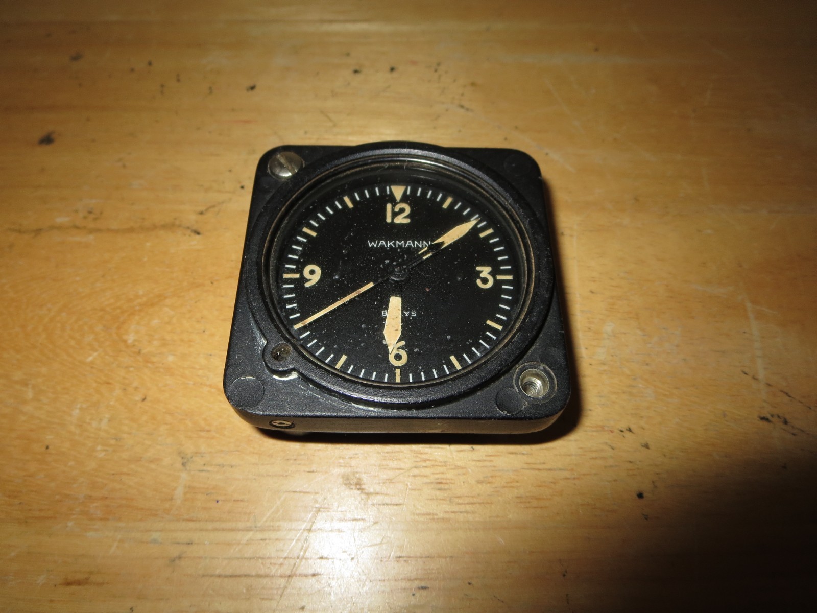 Vintage Wakmann Black Aluminum Oxide 8 Day Aircraft Clock – Swiss Made