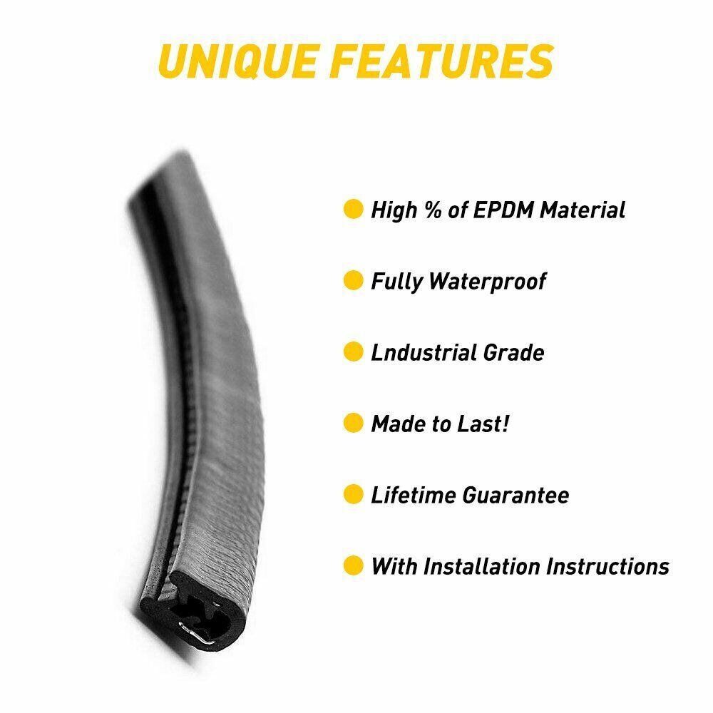 20ft U-Shape Car Door Edge Guard Molding Trim Rubber Edge Strip Seal Protector