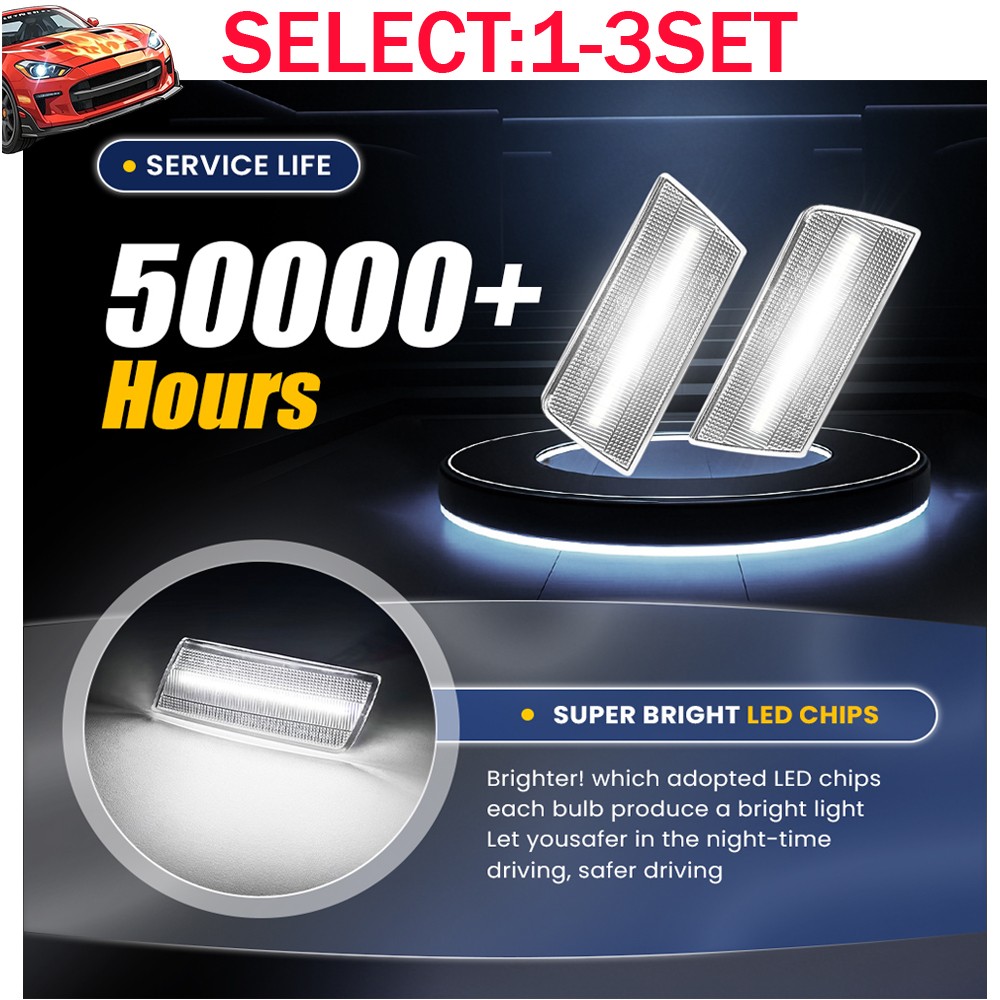 2-6X Clear White LED Side Marker Lights For 2005-09 2010 Chrysler 300 Front IP67