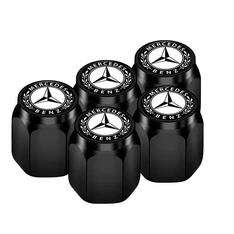 Car Tire Valve Stem Caps for Mercedes-Benz with Dust Covers and Metal Caps 5pcs