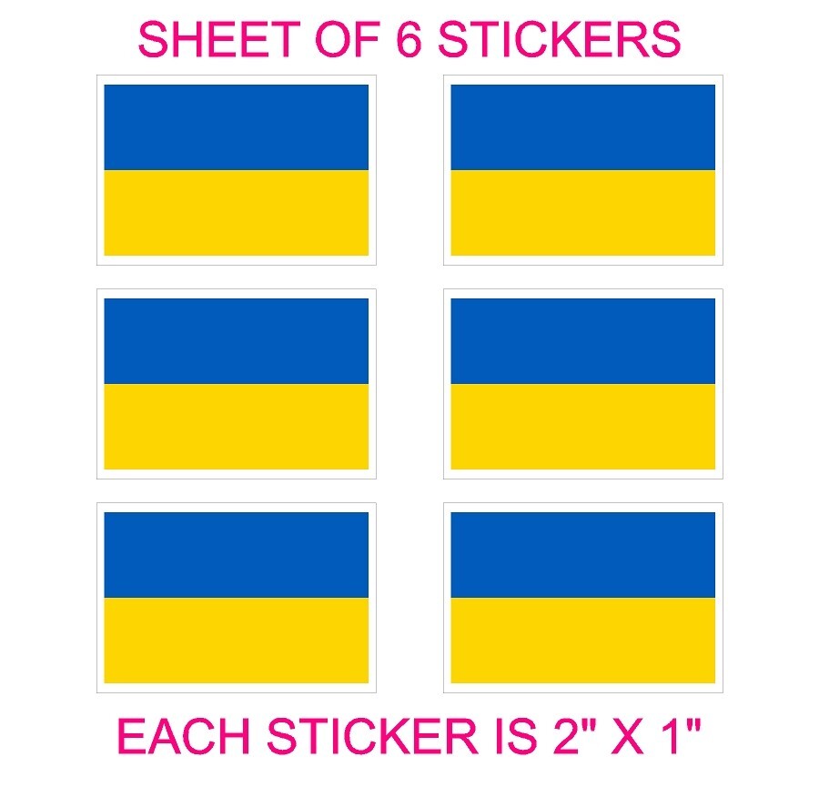 SD USA PRINT Ukraine Blue Gold Ukrainian Small Sticker Decal Pack of 6