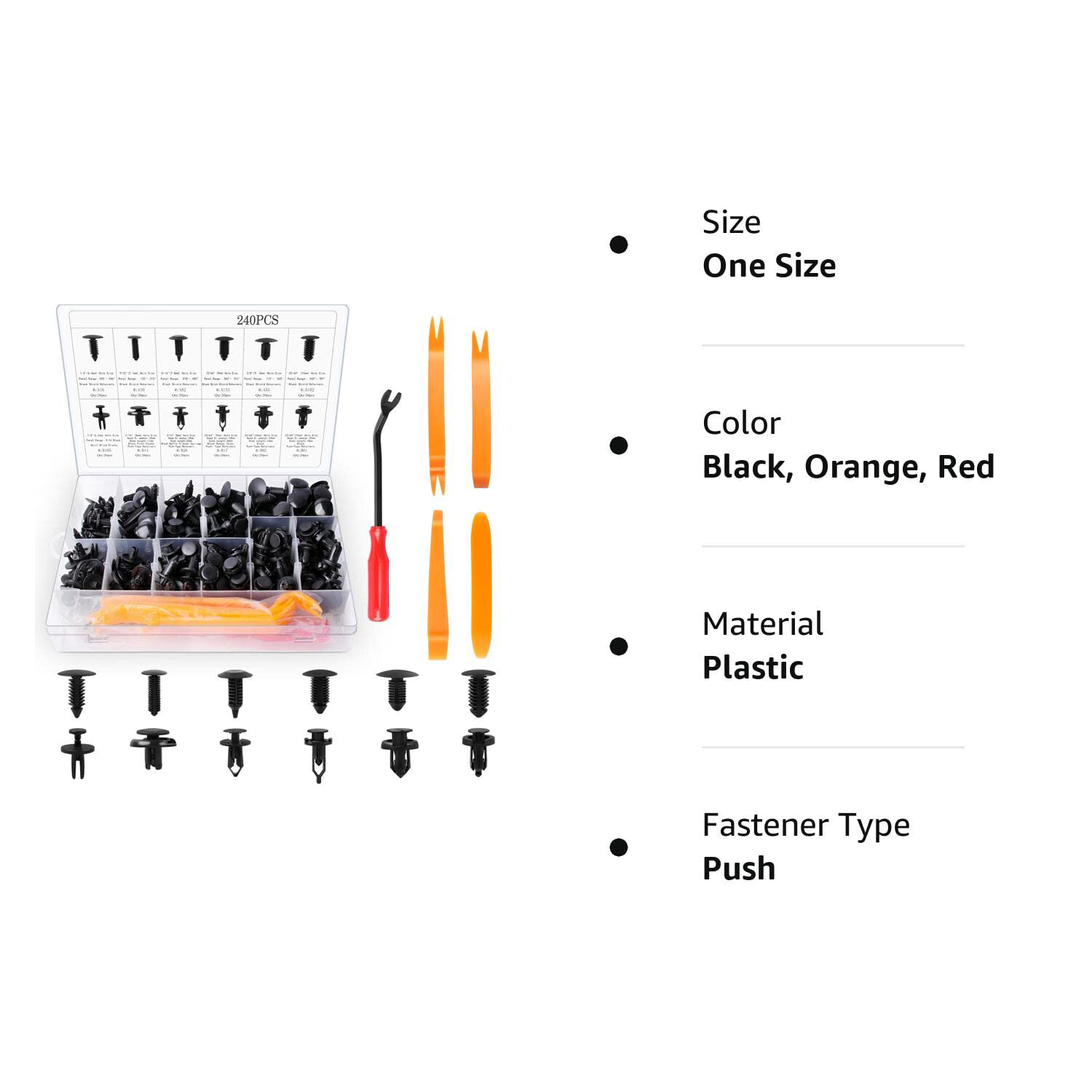 240 PCS Box Set Bumper Fender Liner Push Type Retainer Clips with Tool for Honda