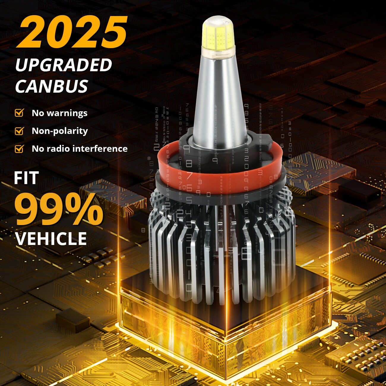 8-sides H11 H9 LED Headlight Kit High Low Beam Light Bulbs 6500K White 3000000LM