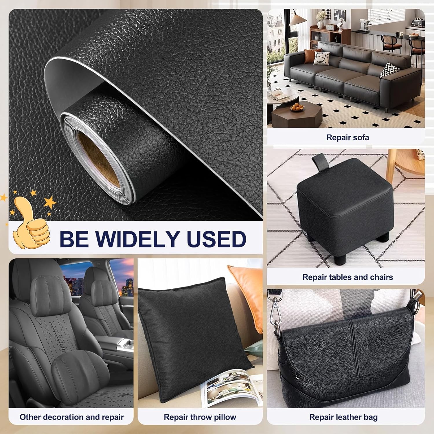 79″-157” Self Adhesive Patch Leather Repair Tape for Car Seats Couch Furniture