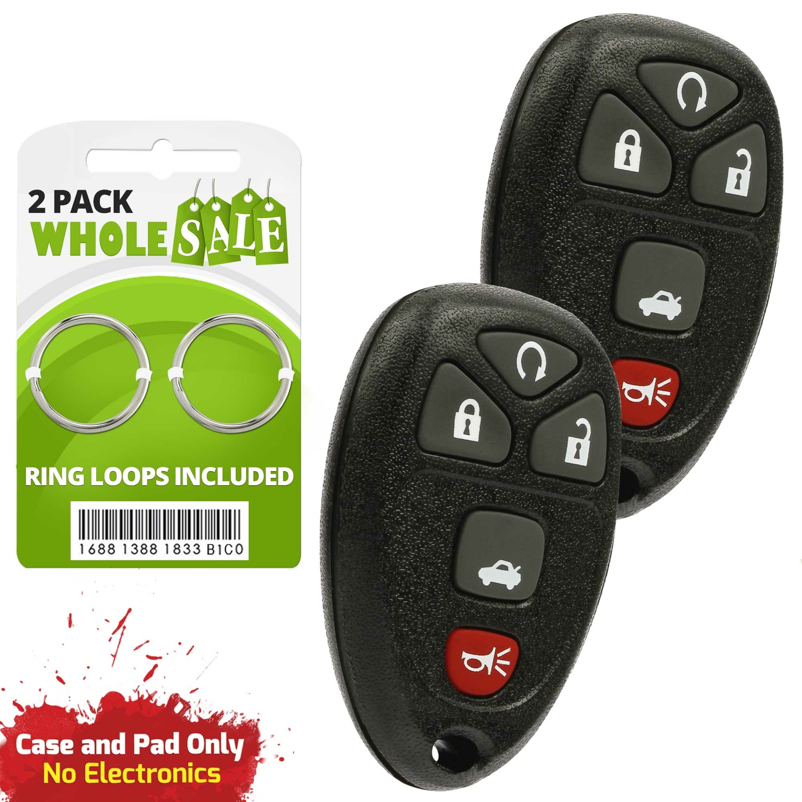 2 Replacement For 2006 2007 2008 2009 Chevrolet Impala Key Fob Remote Shell Case