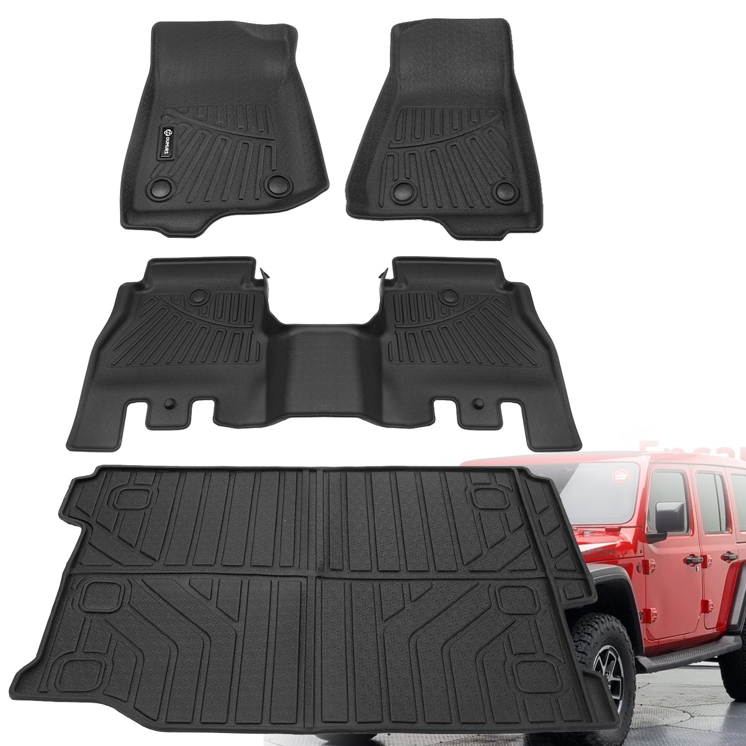 Waterproof 3D Floor Mats & Cargo Trunk Liner for Jeep Wrangler JL 4-Door 2018-UP