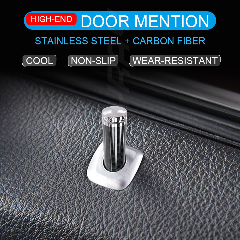 Car SUV Interior Door Lock Pins Button Screw Knob Carbon Fibre Cap Cover Insert