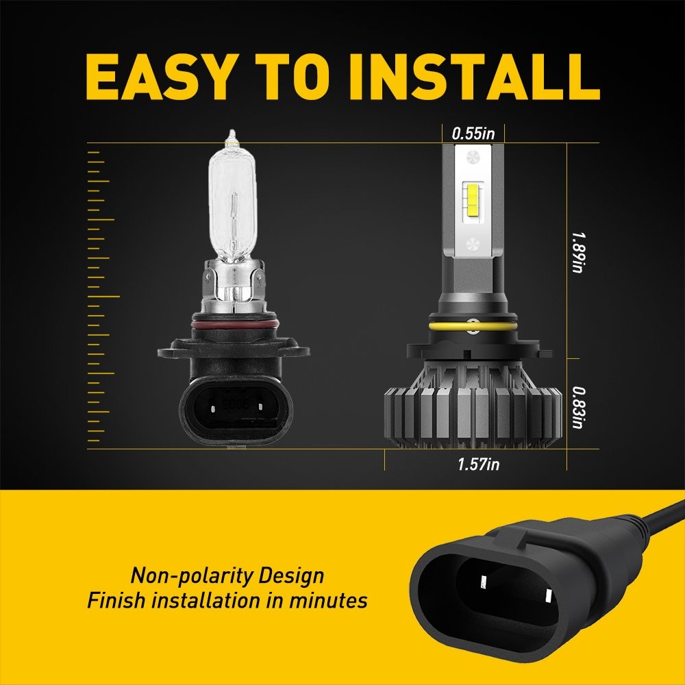 AUXITO LED Bulbs Headlight 9006 HB4 6500K Low Beam Bulb White PAIR Super Bright