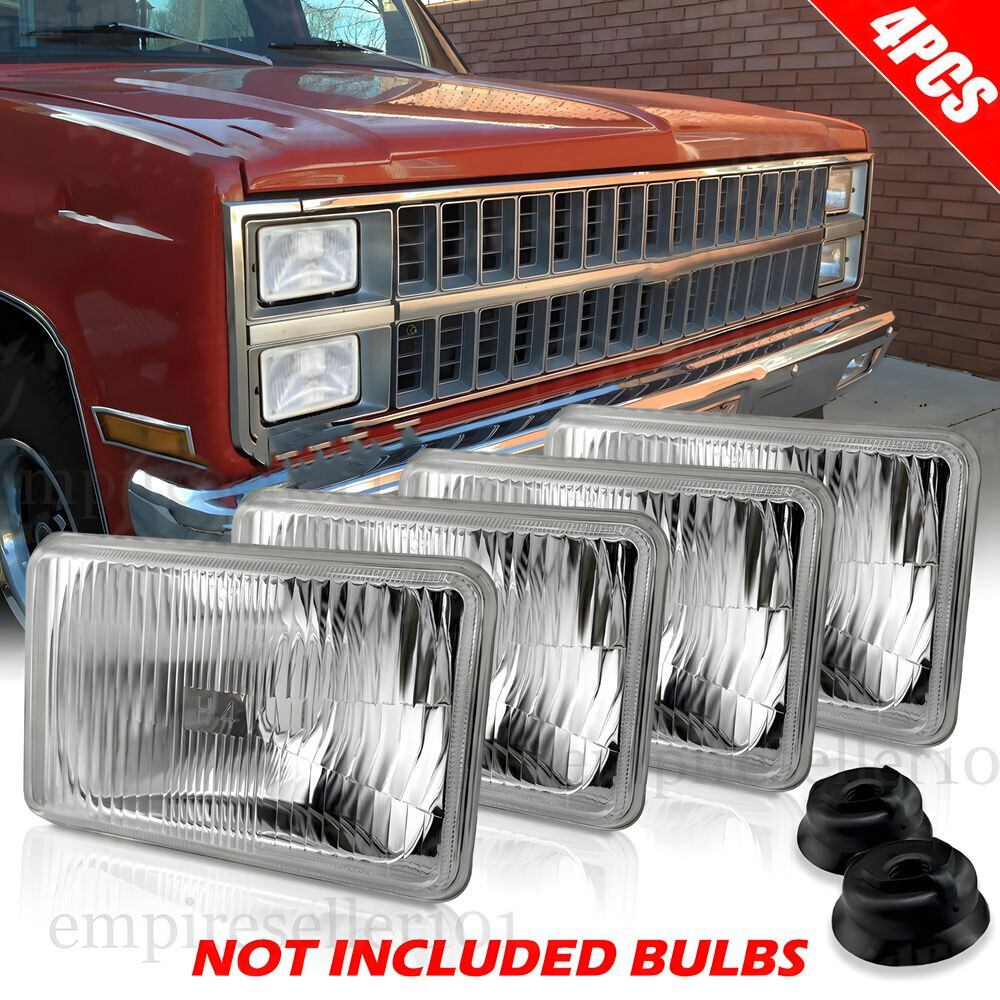 FOUR(x4) 4×6″ H4 Glass Headlights Conversion Halogen Semi Sealed Kit HID & LED