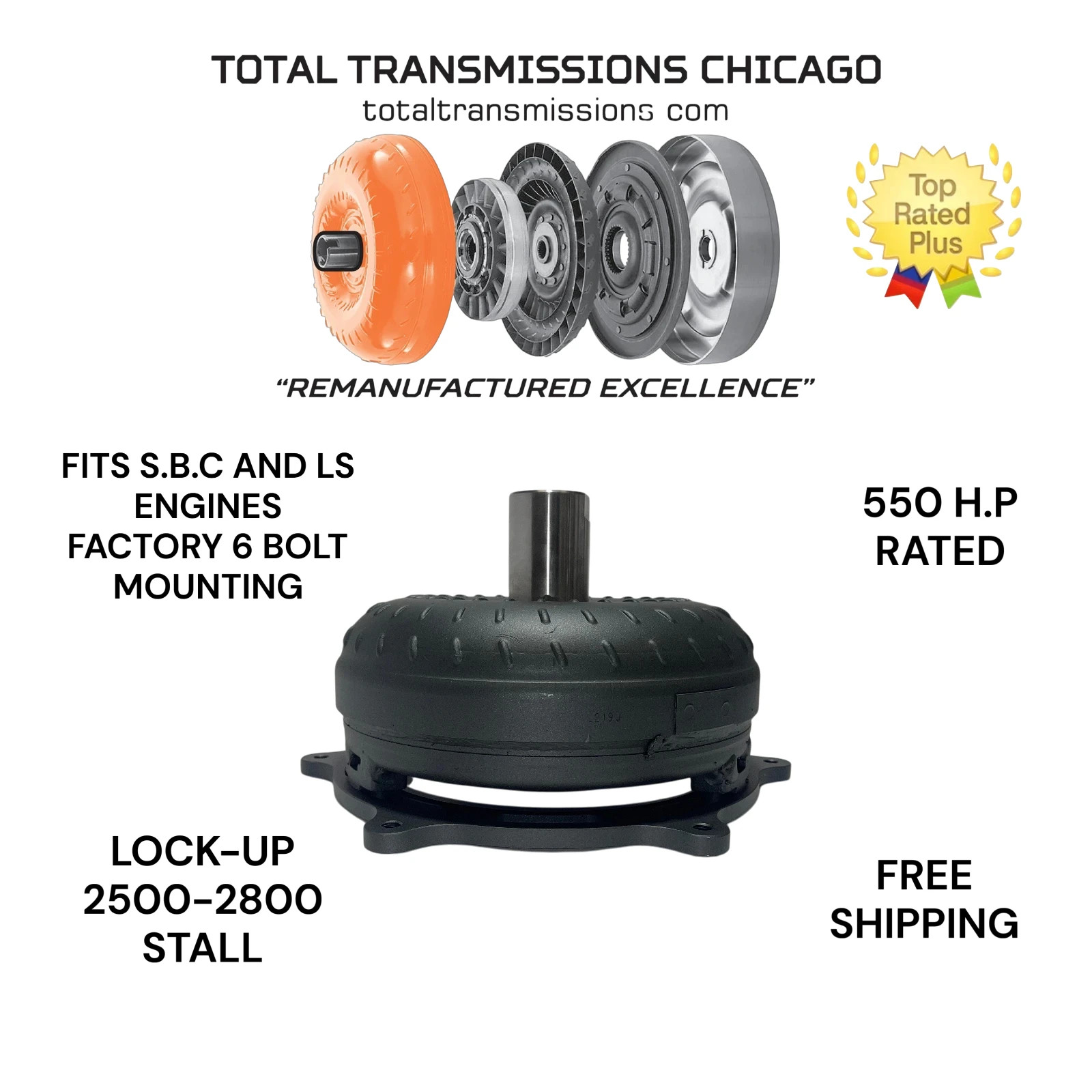 2500-2800 STALL 4L80-4L80E 10 INCH LOCK UP-FREE SHIPPING NO CORE CHARGE