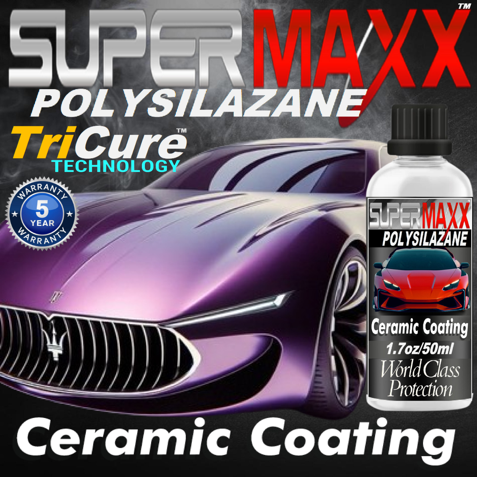 CERAMIC CAR COATING ADVANCED PAINT PROTECTION “TRICURE TECHNOLOGY” 50ml/1.7oz