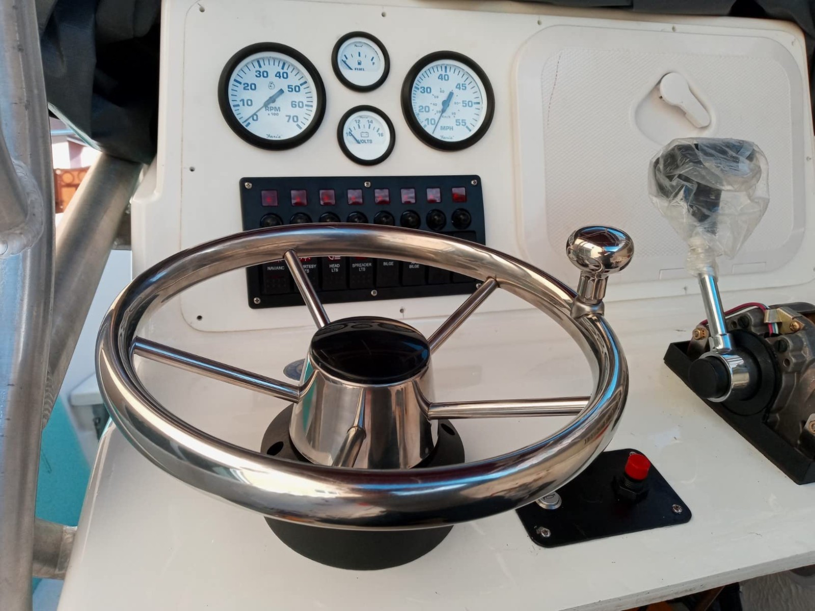 11 inch Boat Steering Wheel 5 Spoke Stainless Steel Destroyer Style Marine Knob