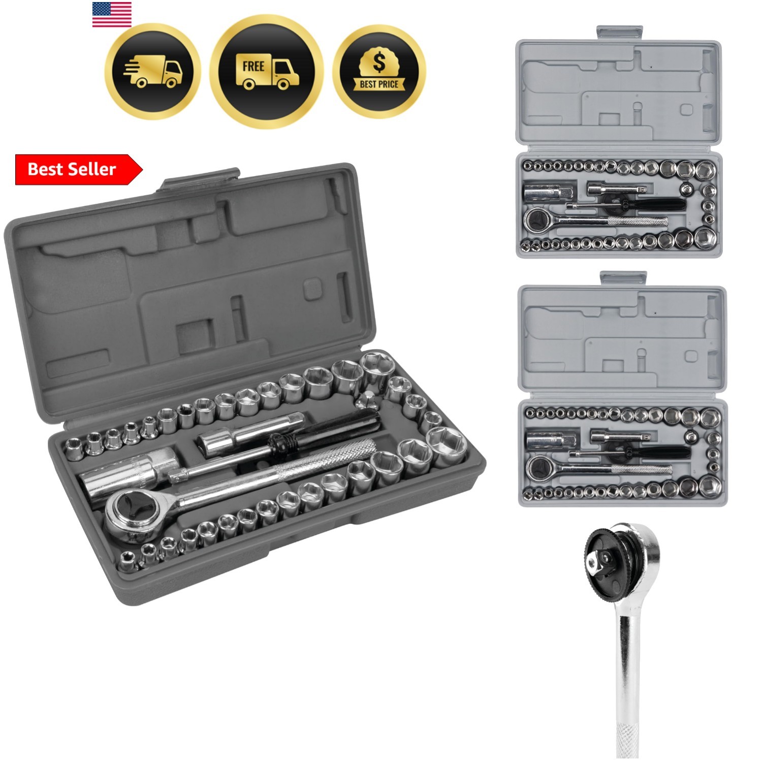 W1173 SAE/Metric 40-Piece SAE and Metric Socket Set, 1/4-Inch & 3/8-Inch Drive