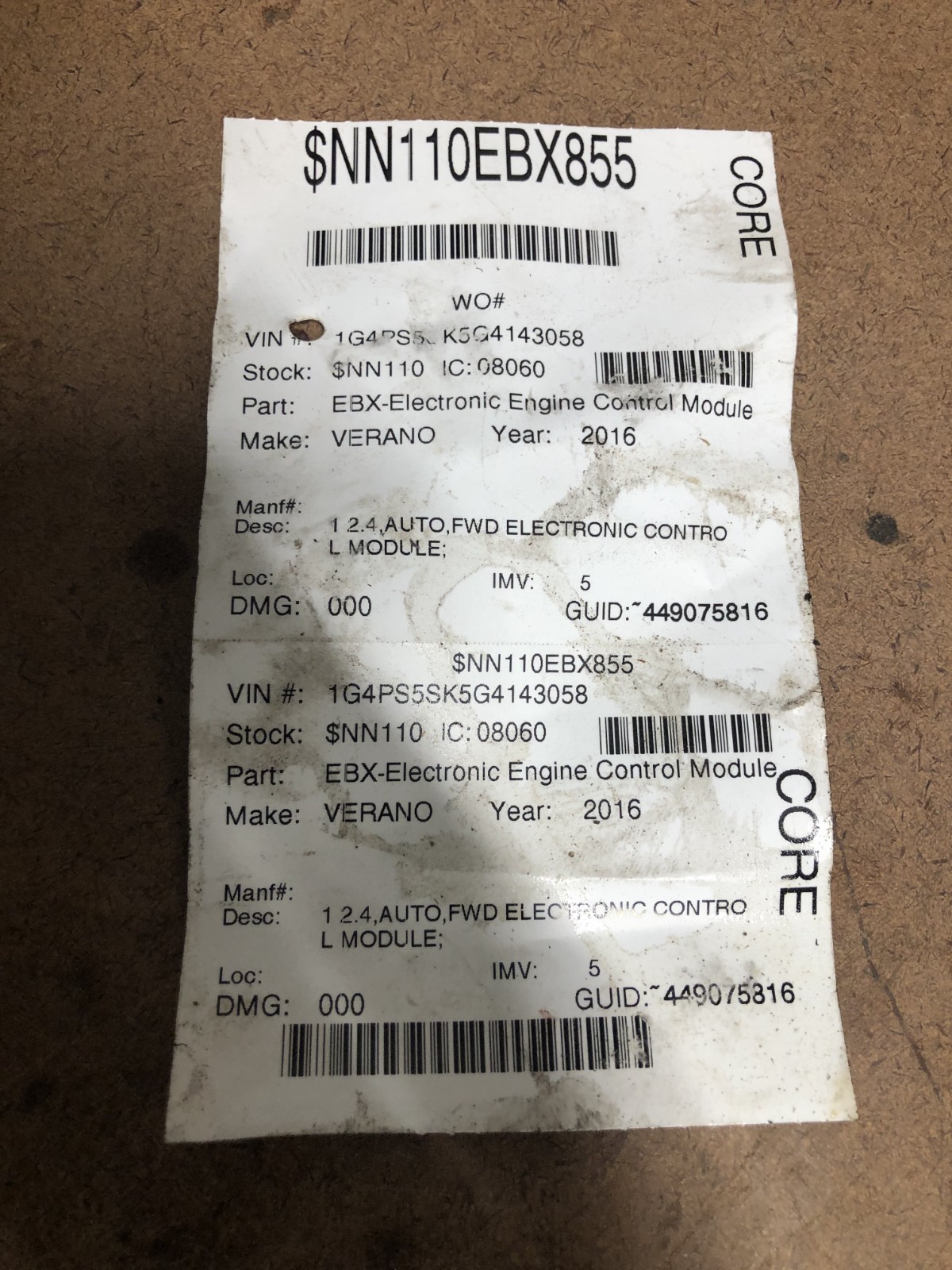 2016 Buick Verano Ecm Engine Computer Control Module Ecu Pcm 12651807 ABAV