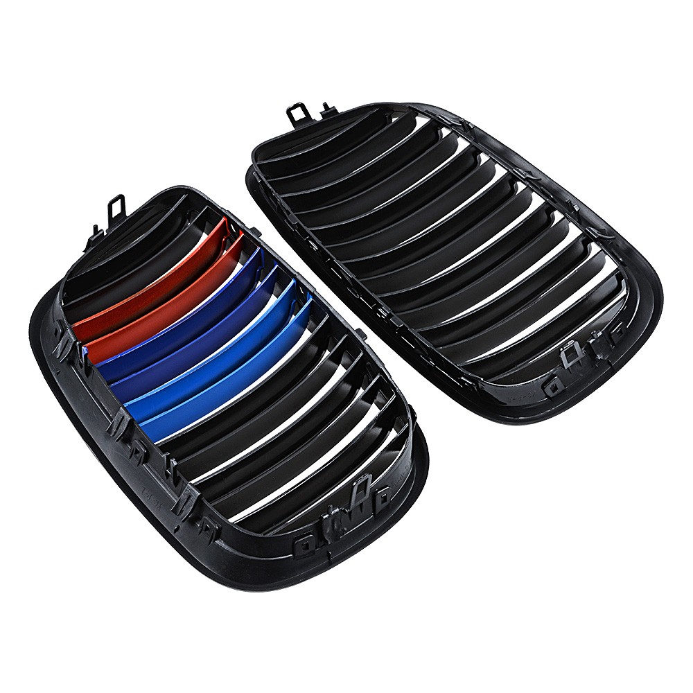 For 2009-2013 BMW X5 X5M E70 X6 X6M E71 Front Kidney Grill M-Color Gloss Black