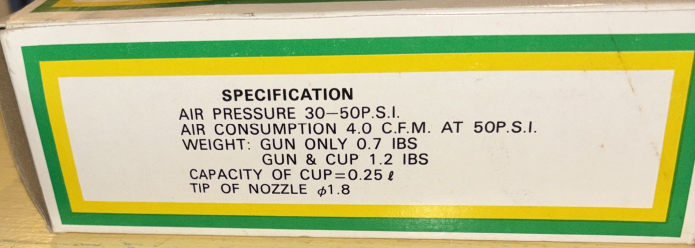 PARAMOUNT PNEUMATIC MODEL GUT01 TOUCH UP GUN SIPHON-FEED DESIGN **NEW**