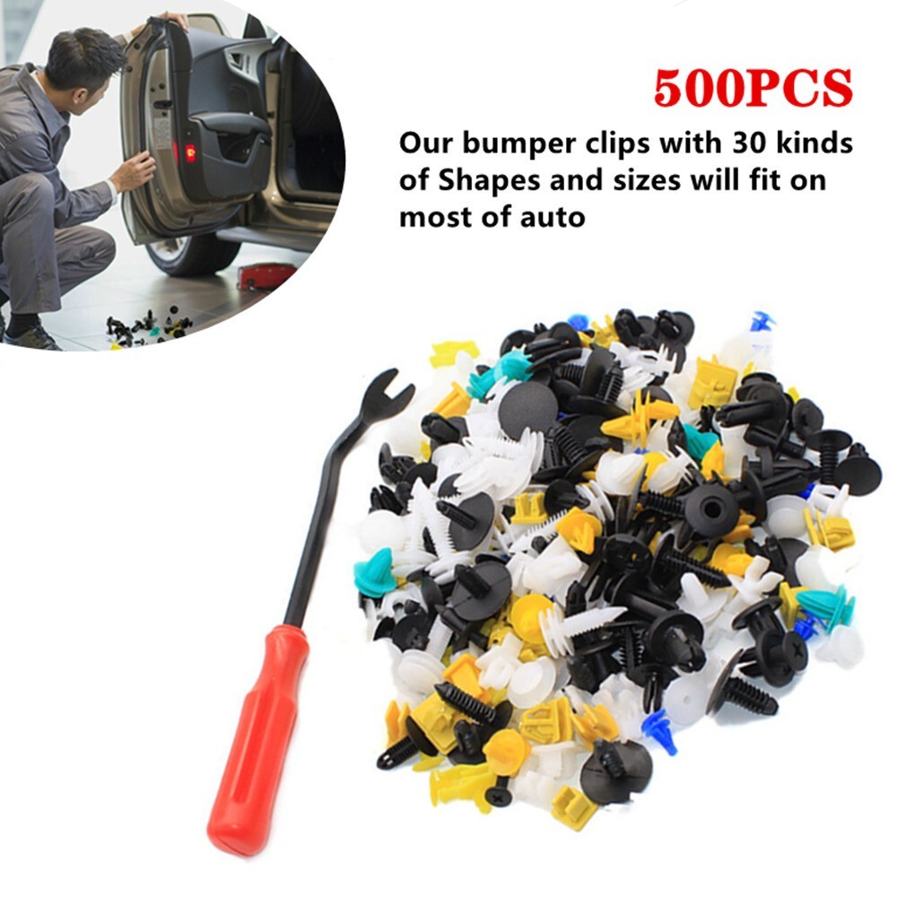 500x Plastic Car Fastener Door Panel Bumper Fender Liner Clips with Removal Part