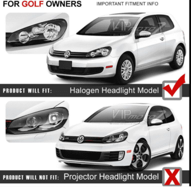 Pair Headlights For VW Golf MK6 2010-2014 LED DRL Blue Sweep Animation Assembly