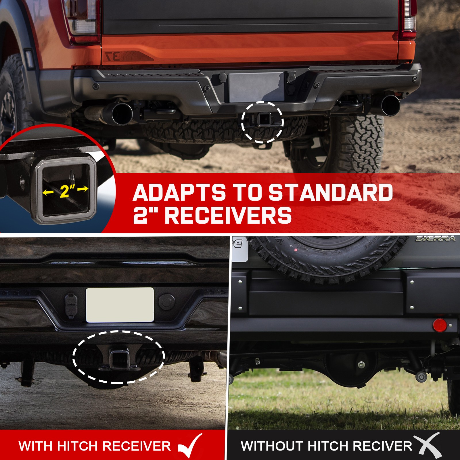FOR 2″ Hitch Receiver Universal Trailer Hitch Step Fit for Trucks SUV Car Van