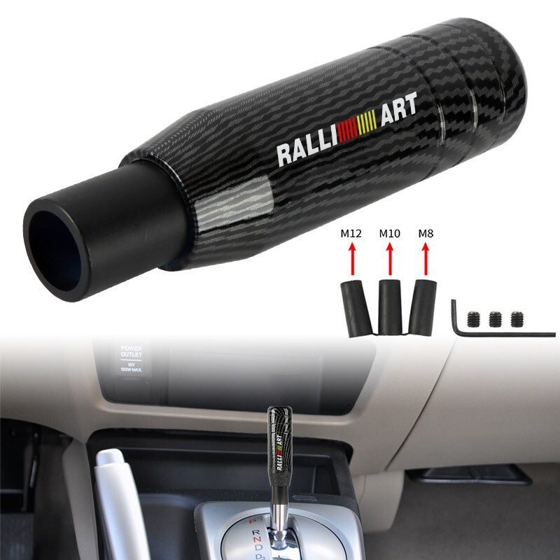 RALLIART Aluminum Carbon Fiber Automatic Gear Stick Shift Knob Lever Shifter