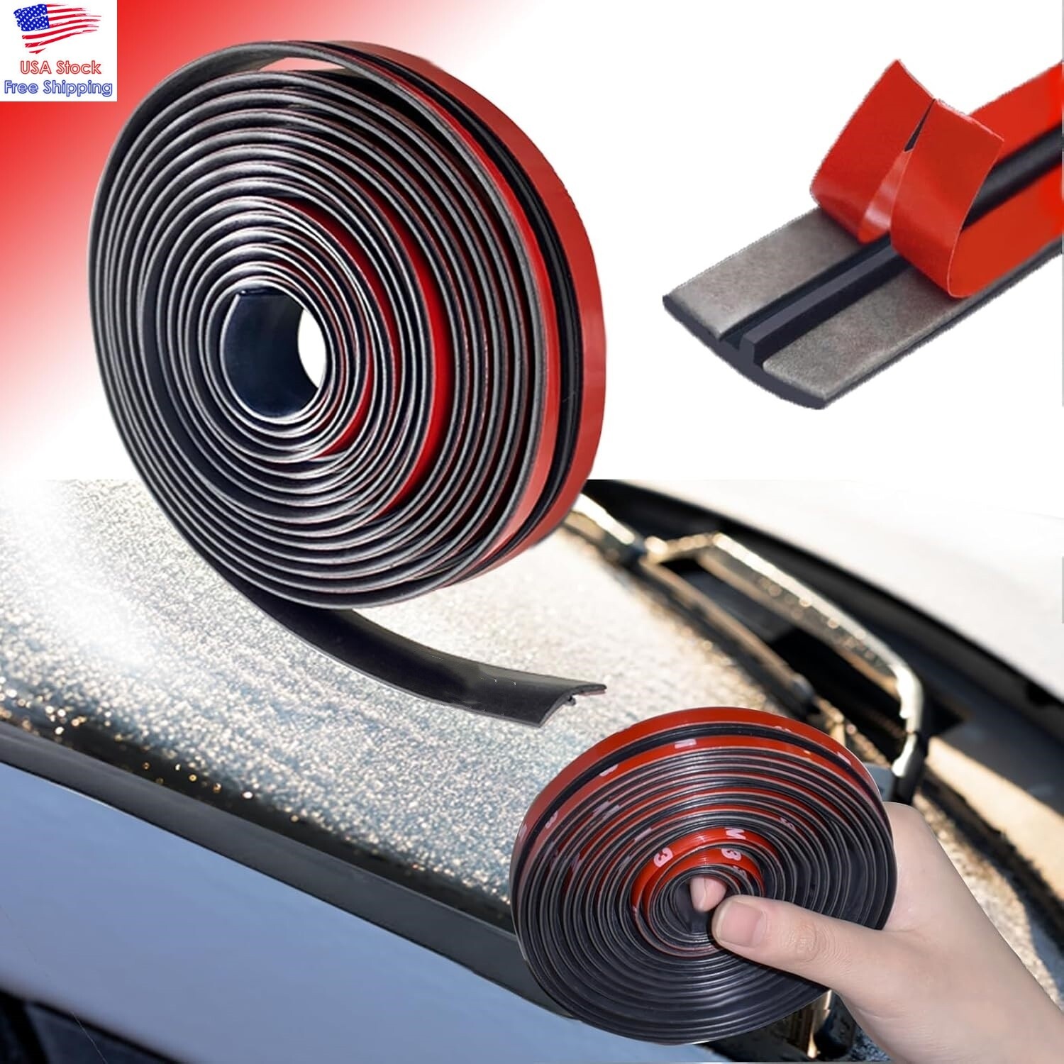 Car Windshield Sealant T-shaped Sunroof Seal Cover is Leak-proof and Sound-proof