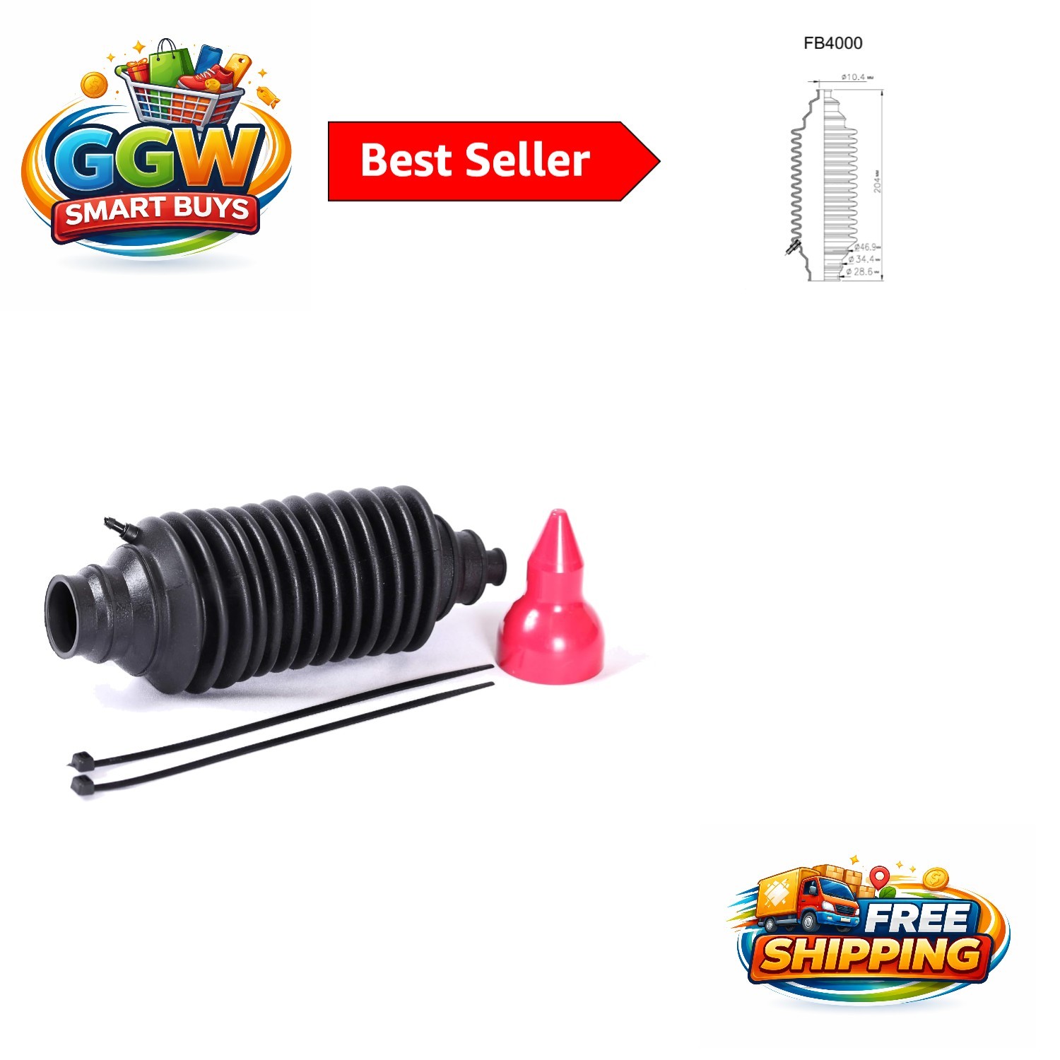 Flexible Universal Steering Boot for Rack & Pinion – 8.1 Oz, Hassle-Free Install