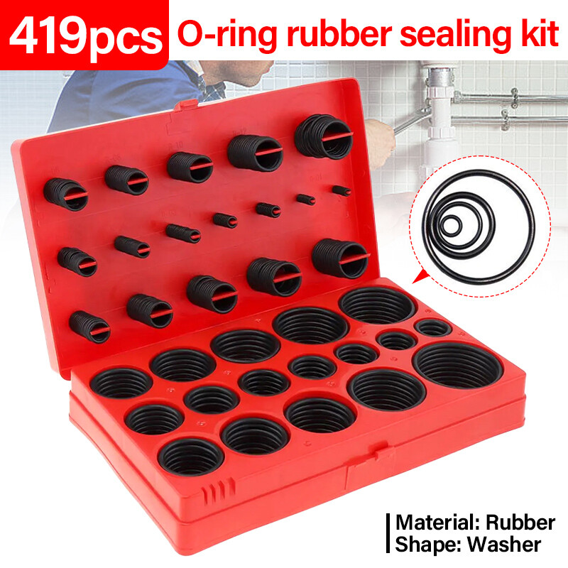 419PCS O Ring Assortment Kit Set Metric Oil Proof Kit 32 Size O-Ring Seals Case