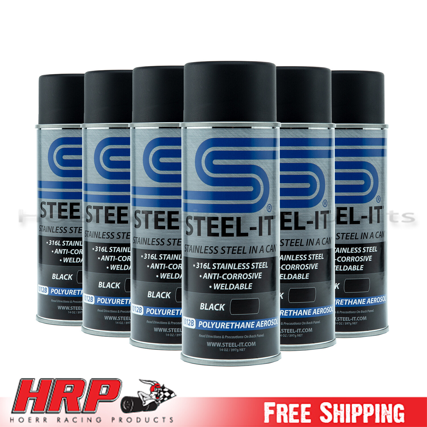 Steel-it 1012B Black Polyurethane Stainless Steel Spray 14oz Can Pack of 6