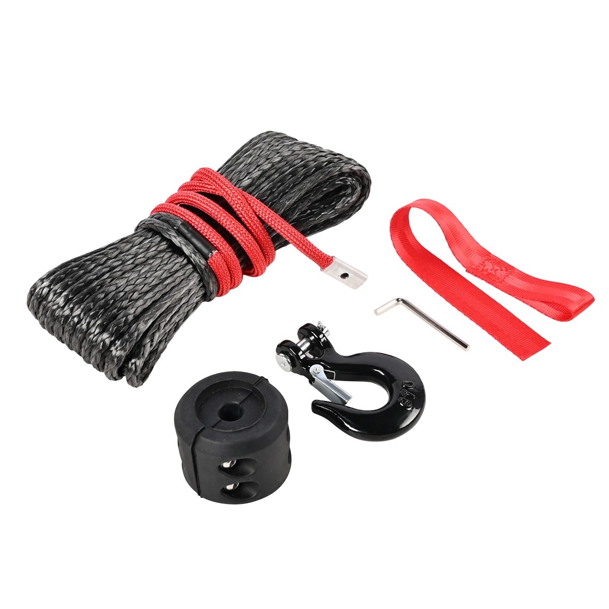 1/4″x50 ft Synthetic Winch Rope 10000LBS Winch Line Hook for ATV UTV Offroad
