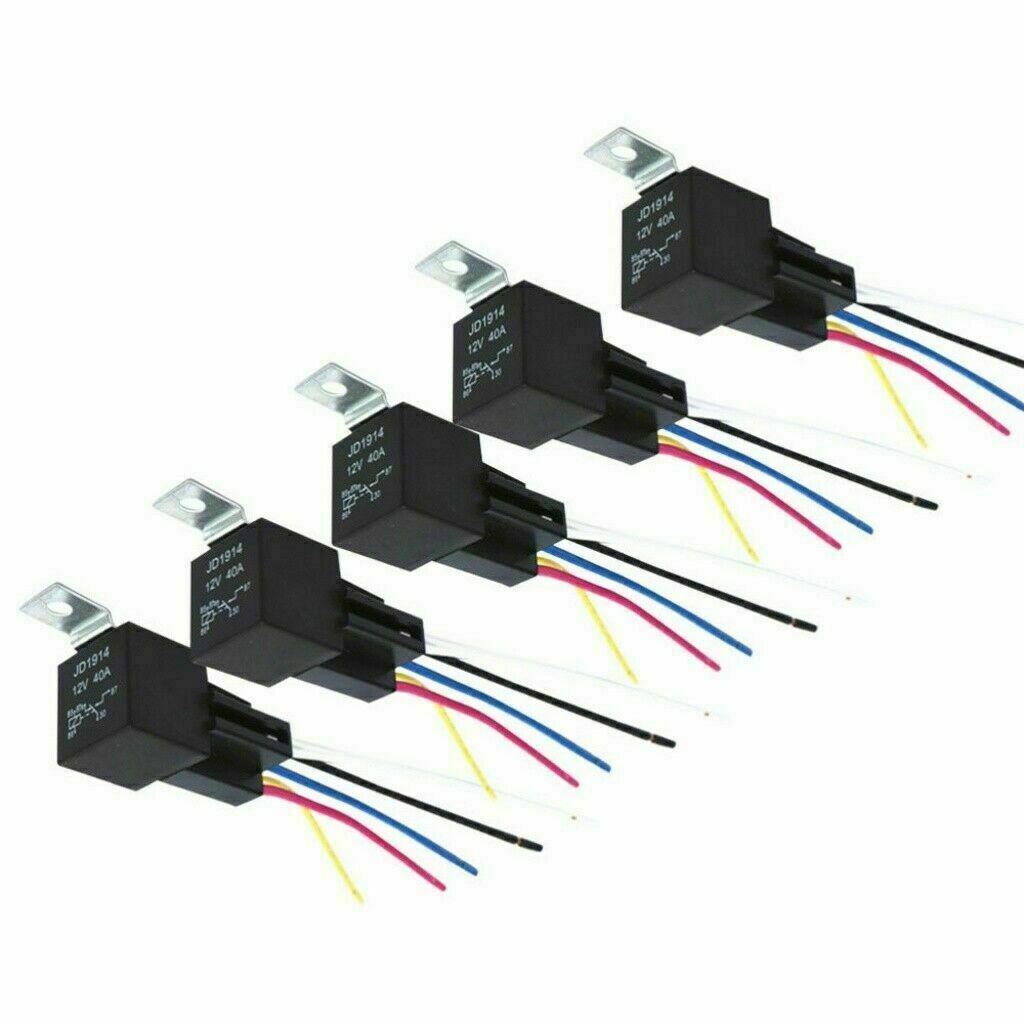 5* 5Pin Car Automotive SPDT Relay Switch Harness Socket Waterproof 40A 12V DC