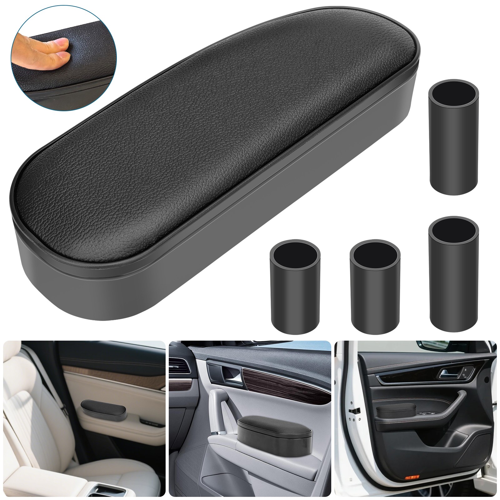 Adjustable Car Door Armrest Pad Support Cushion w/ Storage Auto Arm Rest Pillow