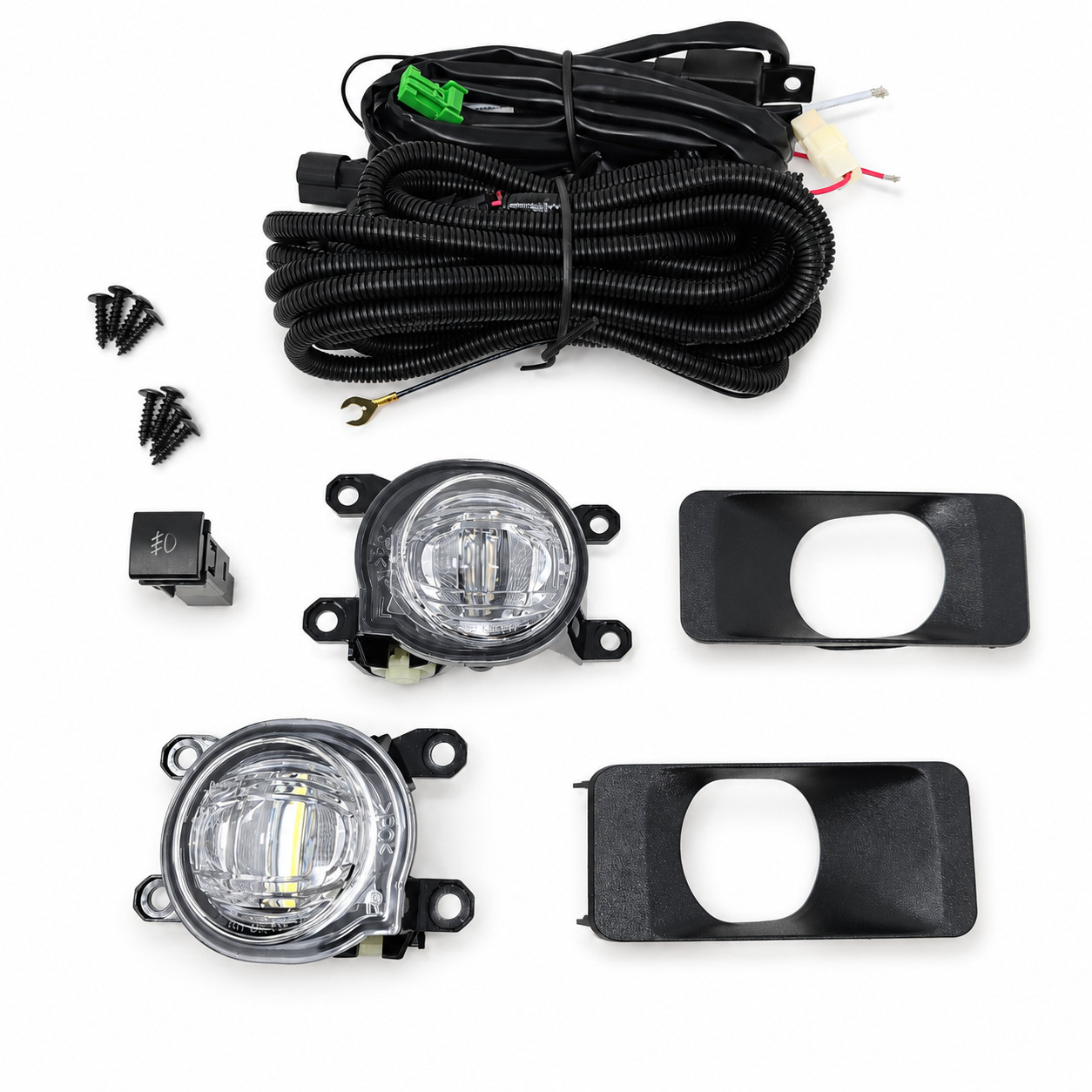 For 2024 2025 Toyota Land Cruiser Clear Lens LED Fog Light Bezel Wires Switch
