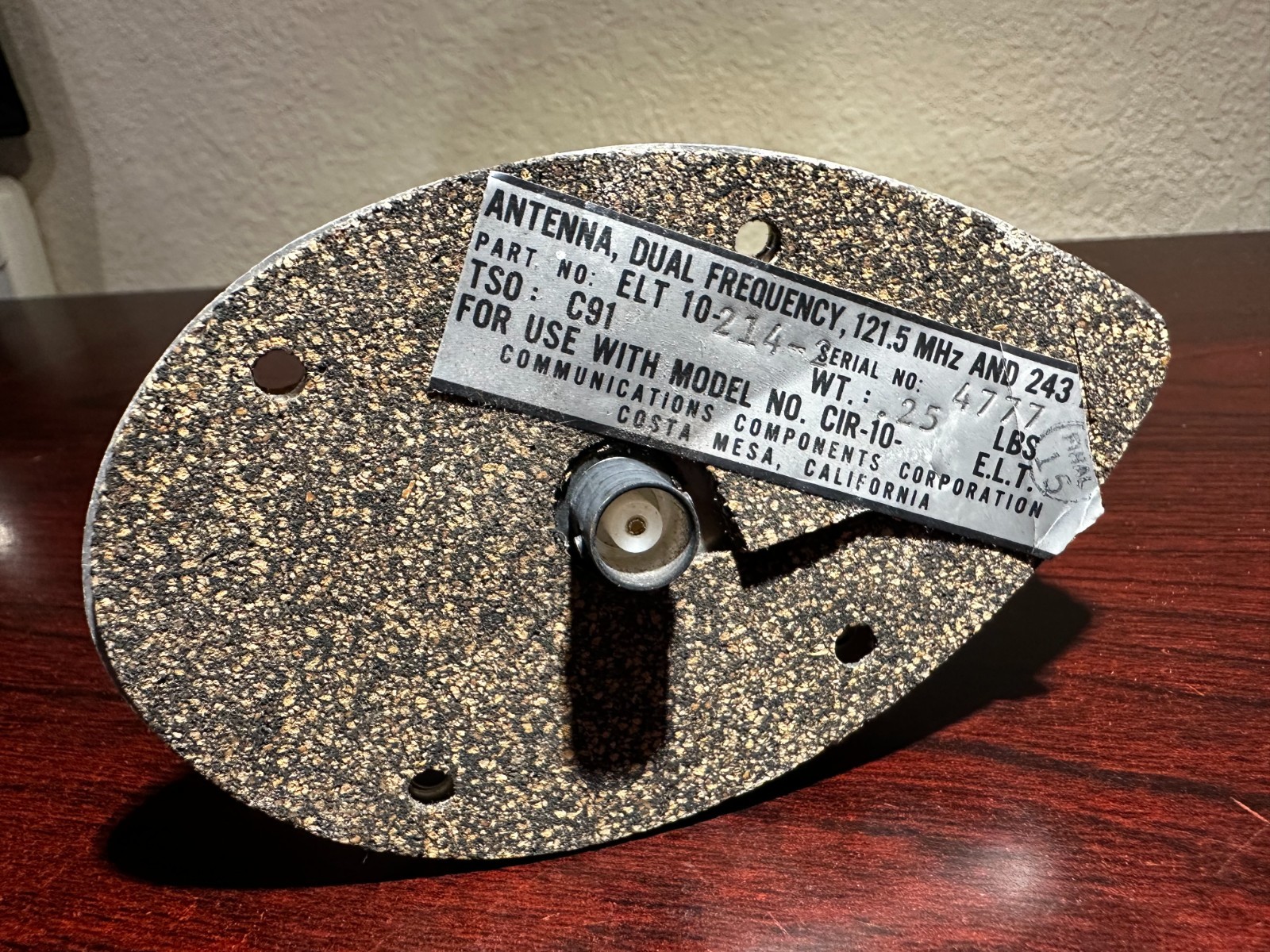 ELT 10-214-2 ELT antenna 121.5 & 243.0 MHz guaranteed 30 days
