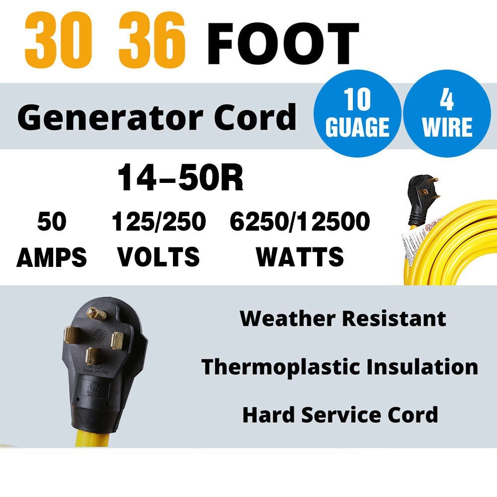 50 Amp RV Extension Cord Heavy-Duty RV Power Cord with Finger Handle 30 FT USA